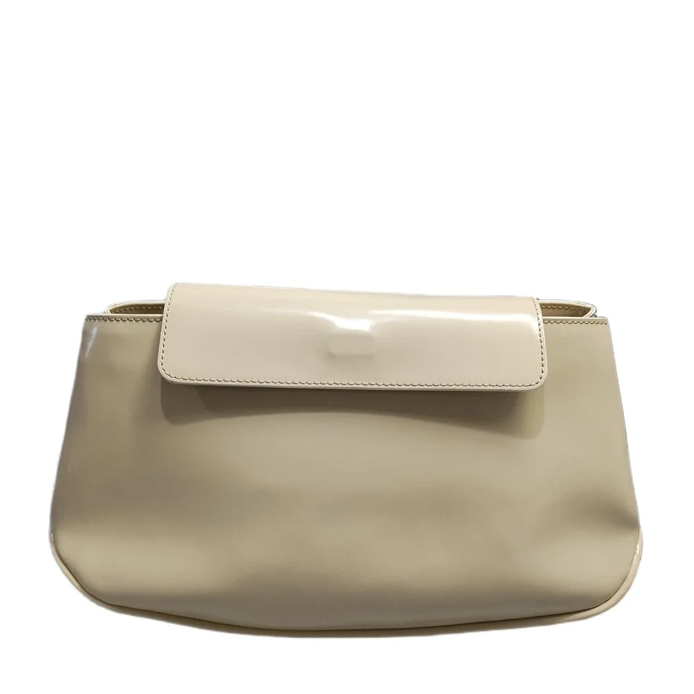 Red Wall Clutch Purse Womens Tan Patent Leather Inner Zip Pocket Flap Design